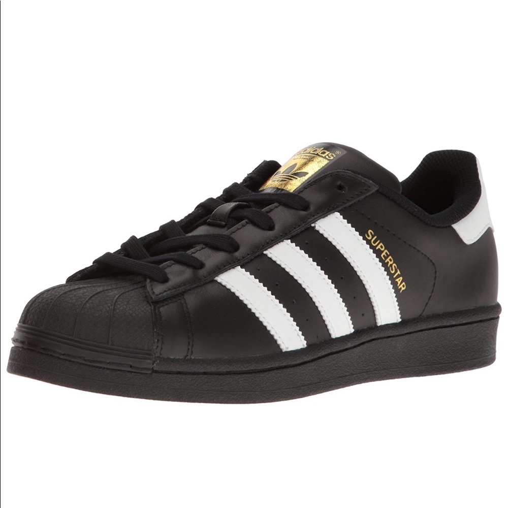 NWT Adidas Superstar Black/Gold Sneakers size 7.5